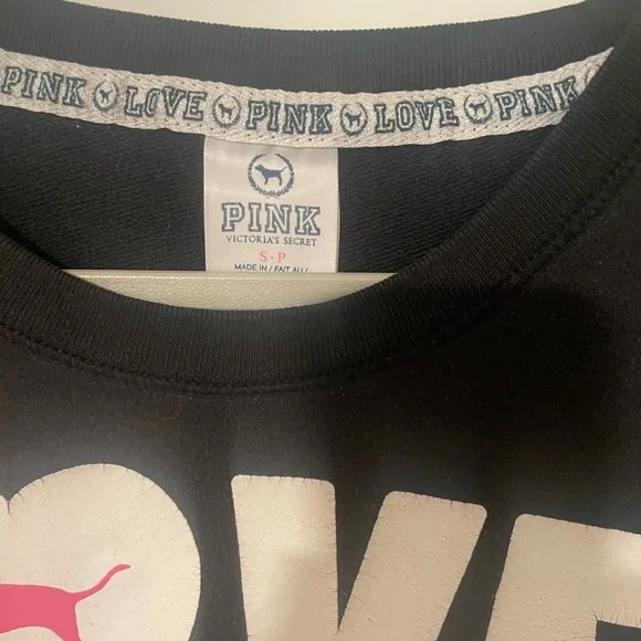 Victoria's Secret Black Sweatshirt with Pink Accents - Picture 2 of 3